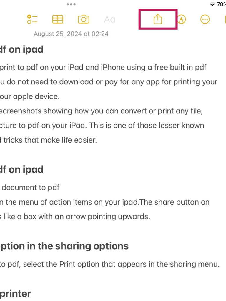 iPad Printing in share menu