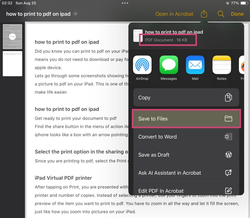 iPad print to pdf