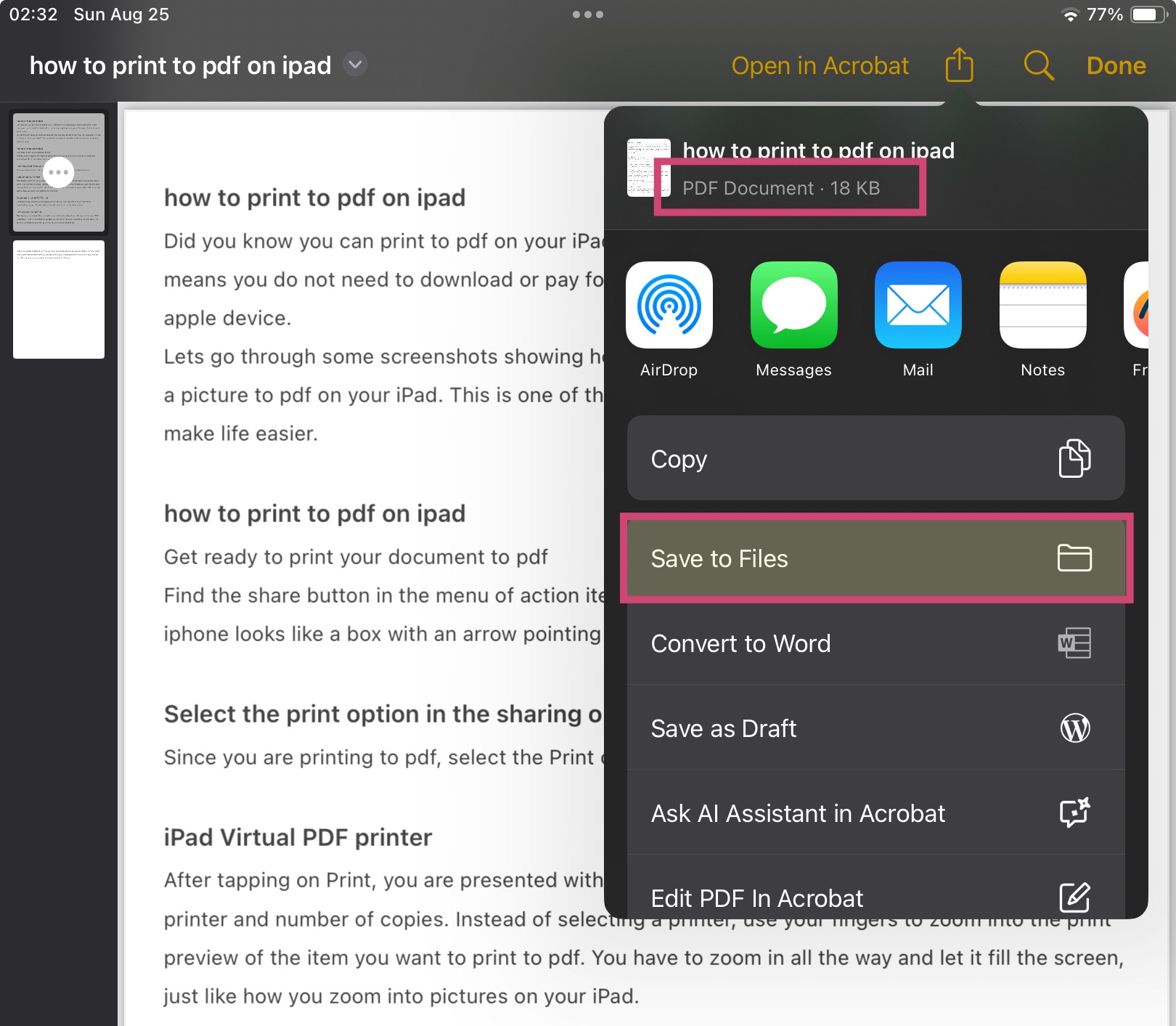 how to print to pdf on ipad